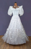 Vintage 80s Wedding Dress Princess Belle Long Maxi Flounces Frills Ivory UK 6/8 - Vintage Attic