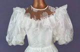 Vintage 80s Wedding Dress Princess Belle Long Maxi Flounces Frills Ivory UK 6/8 - Vintage Attic