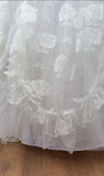 Vintage 80s Wedding Dress Princess Belle Long Maxi Flounces Frills Ivory UK 6/8 - Vintage Attic