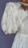 Vintage 80s Wedding Dress Princess Belle Long Maxi Flounces Frills Ivory UK 6/8 - Vintage Attic
