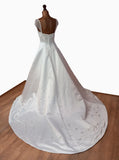 Alfred Angelo Wedding Dress Classy Elegant Beaded Sequins White Train UK 10 - Vintage Attic