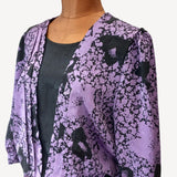 Vintage Shirt Blouse 80s Elegant Satin Soft Satin Silky Pleats Purple UK 12/14 - Vintage Attic