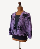 Vintage Shirt Blouse 80s Elegant Satin Soft Satin Silky Pleats Purple UK 12/14 - Vintage Attic