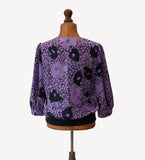 Vintage Shirt Blouse 80s Elegant Satin Soft Satin Silky Pleats Purple UK 12/14 - Vintage Attic